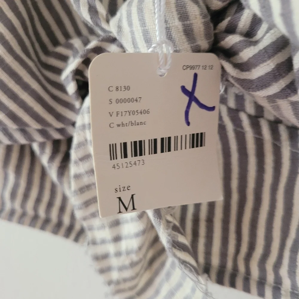 Free People NWT One Railroad Twin‎ Ties Striped Tie Top Cropped Medium